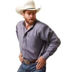 Men's Ariat Wrinkle Free Solid Pinpoint Oxford Classic Fit Button Down Shirt #10043583