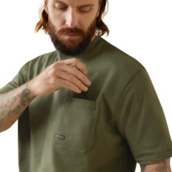 Men's Ariat Rebar Cotton Strong American Outdoors T-Shirt #10043827 -Ariat Store 5a16a01096b8ce91ebb2e92f41a66589 1