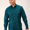 Men's Roper Green & Blue Snap Long Sleeve #03-001-0064-1011 -Ariat Store 6f32f22159204e784bec6ad6da6a40ad
