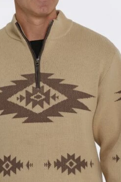 Men's Cinch 1/4 Zip Aztec Print Pullover Sweater #MWK1560002KHA -Ariat Store 9c09af20fe8faa65a6292d416c2c84e0