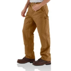Men's Carhartt Double Front Work Dungaree Pant #B136BRN