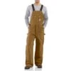 Men's Carhartt Zip-To-Thigh Quilt Lined Bib Overall #R41BRN-C -Ariat Store R41BRN