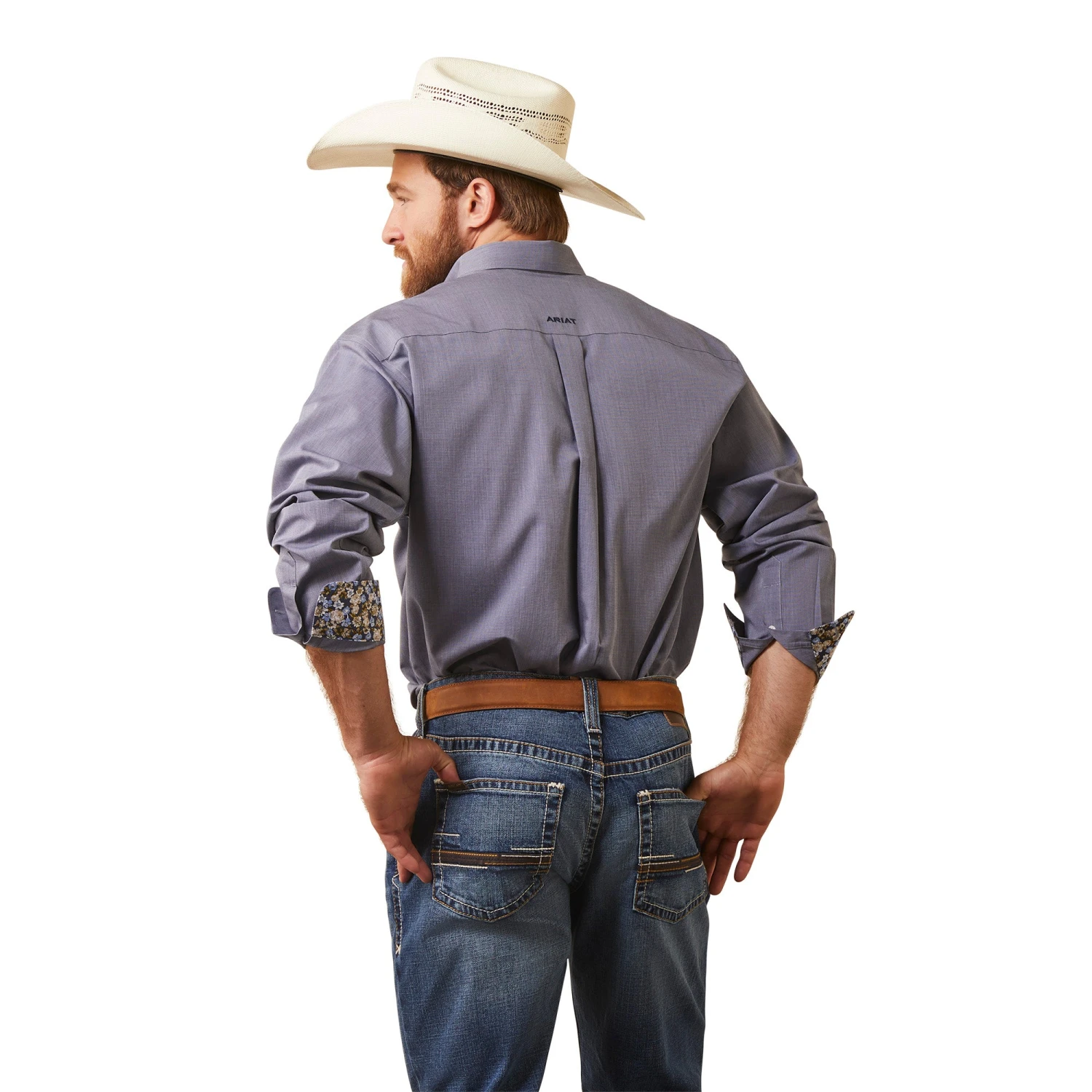 Men's Ariat Wrinkle Free Solid Pinpoint Oxford Classic Fit Button Down Shirt #10043583 4 Men's Ariat Wrinkle Free Solid Pinpoint Oxford Classic Fit Button Down Shirt #10043583 - Image 2