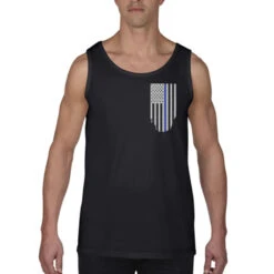 Men's Thin Blue Line Honor & Respect Tank #TBL-TANK-C -Ariat Store front black thin blue line flag model 1024x1024 e8874e6d 6138 4926 849c 85df9b4b9164