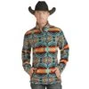 Men's Powder River Fleece Pullover #PRMO91RZXV -Ariat Store powder river mens teal aztec fleece pullover prmo91rzxv 1