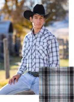 Men's Wyoming Traders Snap Front Shirt #5 -Ariat Store printed silver black r