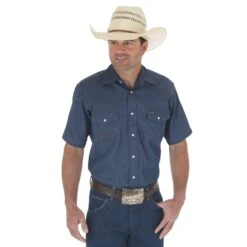 Men's Wrangler Authentic Cowboy Cut Snap Front Work Shirt #MS3127BX (Big And Tall) -Ariat Store ww re MS3127B hr 1 092e9948 0d37 4515 a43d f98de49b4382 1